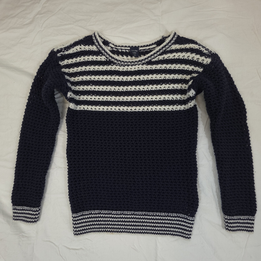 GAP Navy and Cream Striped Sweater